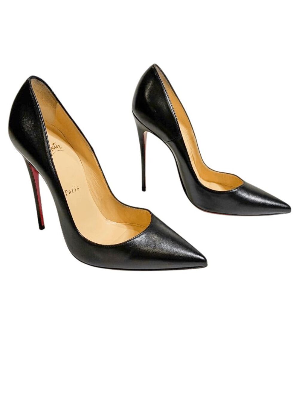 Christian Louboutin So Kate 120mm Black Leather Pointed Toe Pumps EU 36.5 Heels